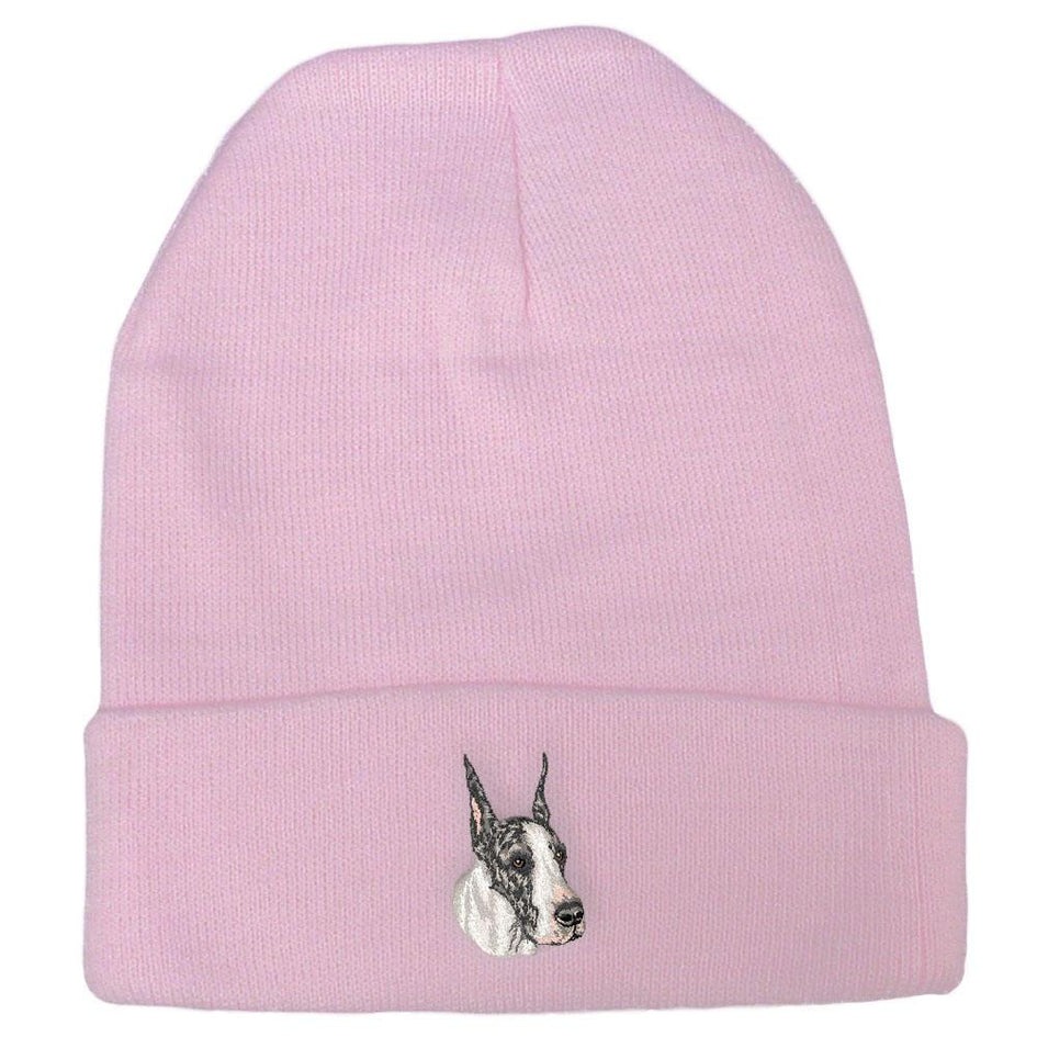 Embroidered Beanies Pink  Great Dane DV459