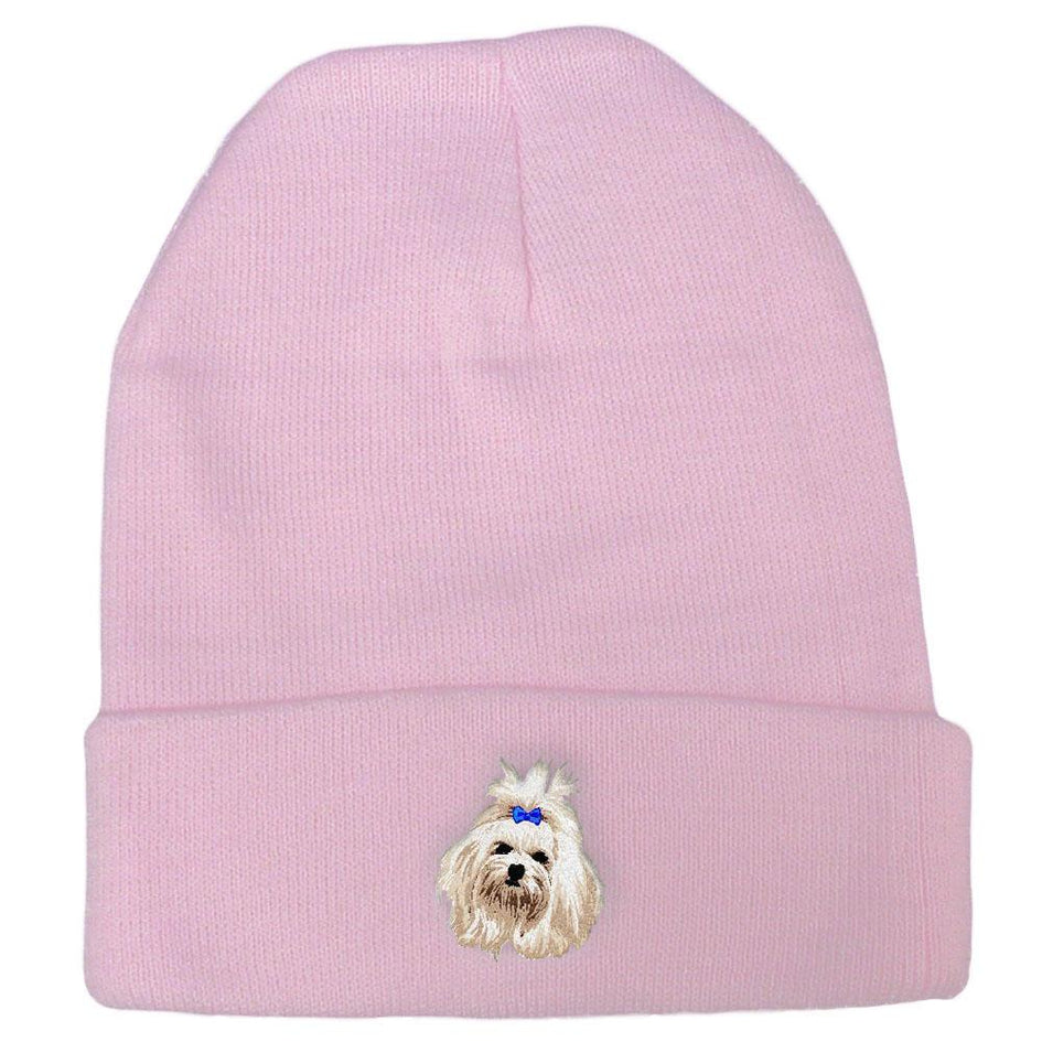 Embroidered Beanies Pink  Maltese DM273