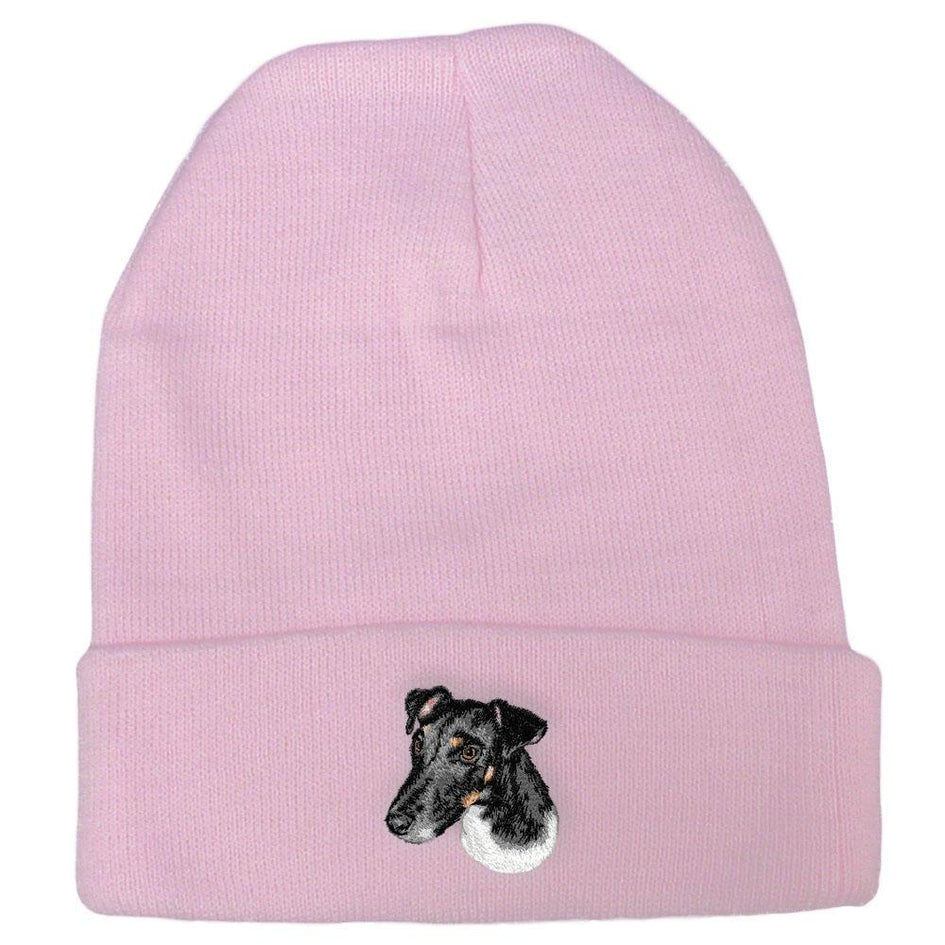 Embroidered Beanies Pink  Smooth Fox Terrier D134