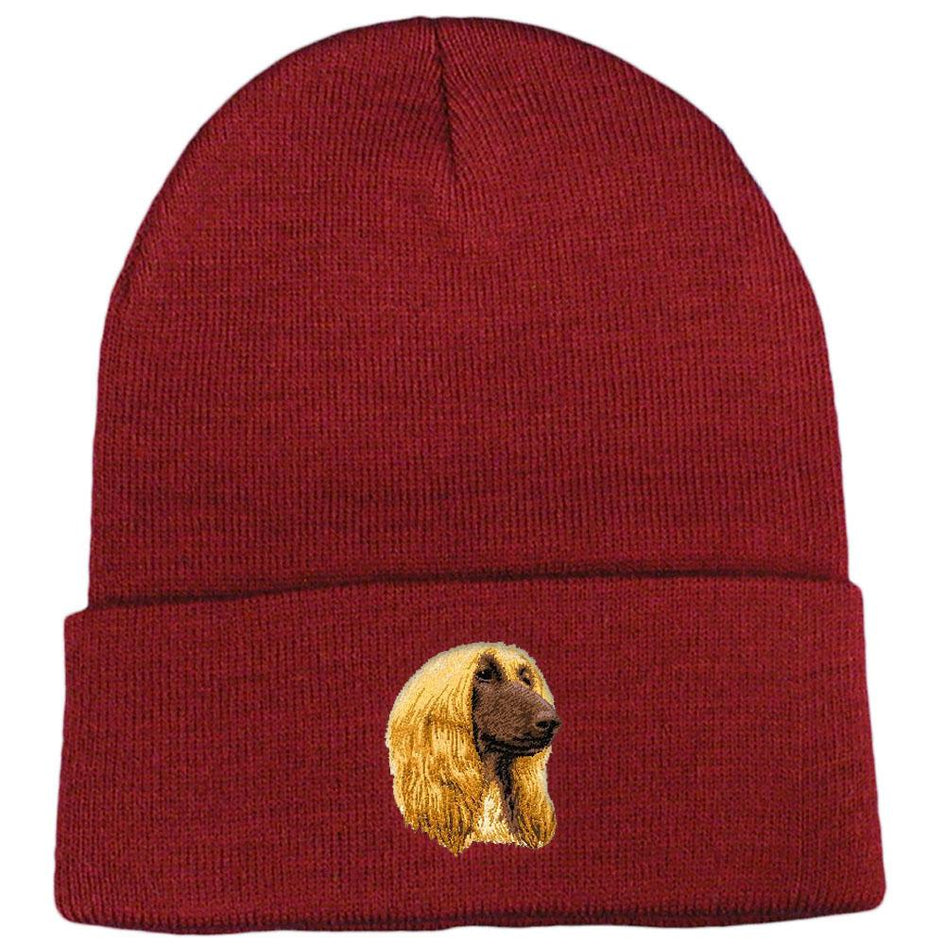 Embroidered Beanies Maroon  Afghan Hound D42