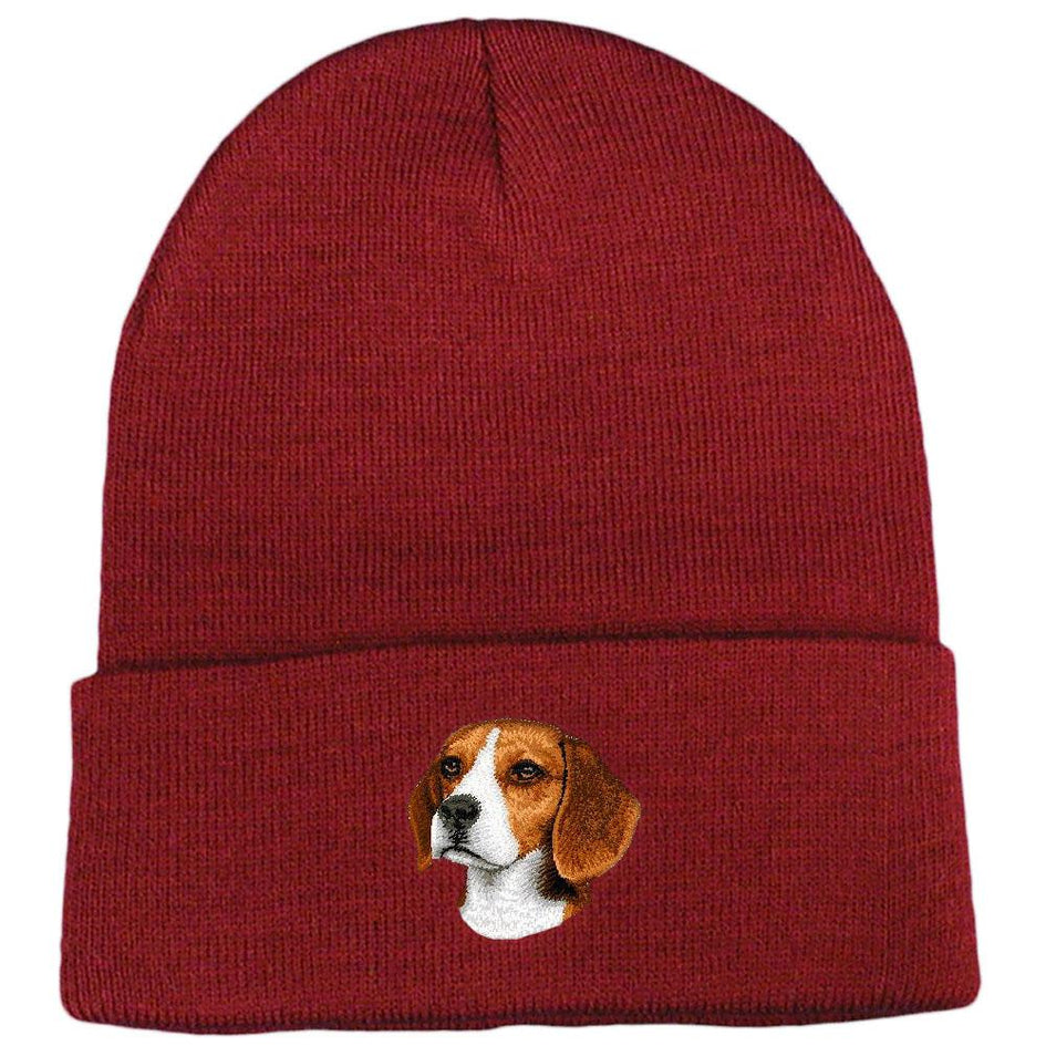 Embroidered Beanies Maroon  Beagle D31
