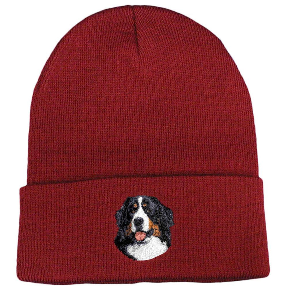 Embroidered Beanies Maroon  Bernese Mountain Dog D13