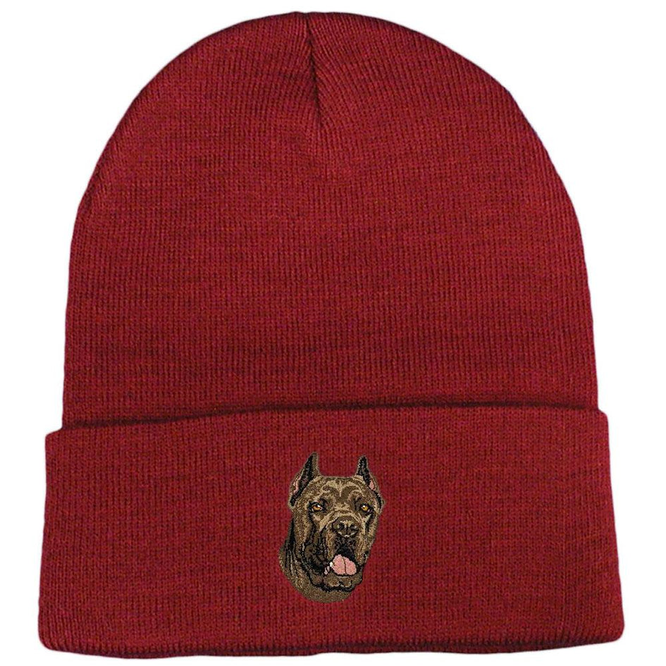 Embroidered Beanies Maroon  Cane Corso DV166