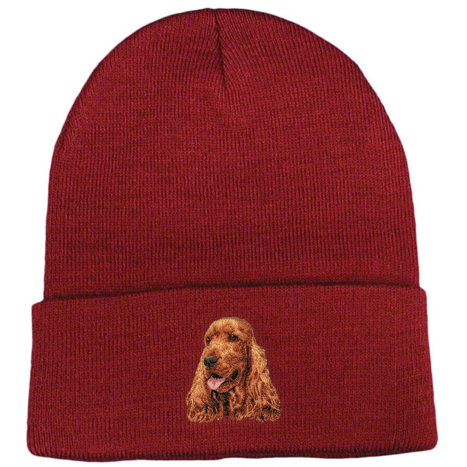 Embroidered Beanies Maroon  English Cocker Spaniel D28