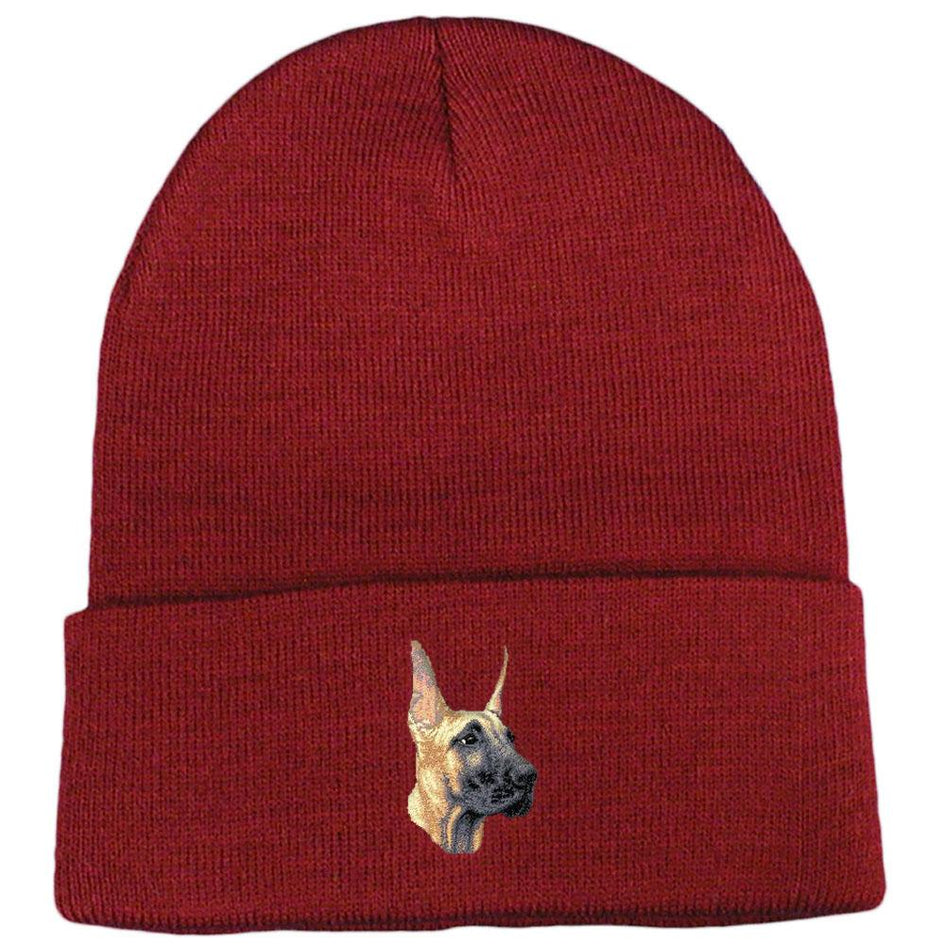 Embroidered Beanies Maroon  Great Dane D71
