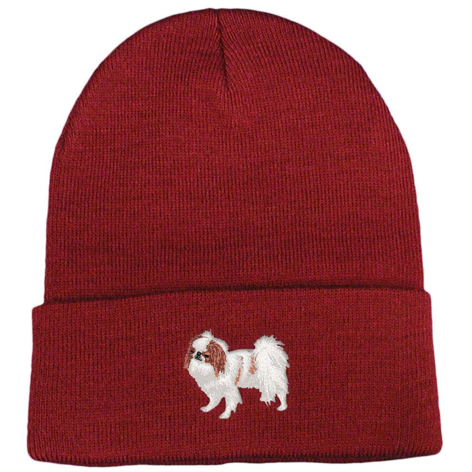 Embroidered Beanies Maroon  Japanese Chin DV213