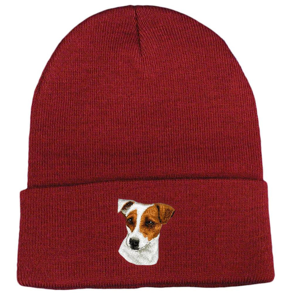 Embroidered Beanies Maroon  Parson Russell Terrier D26