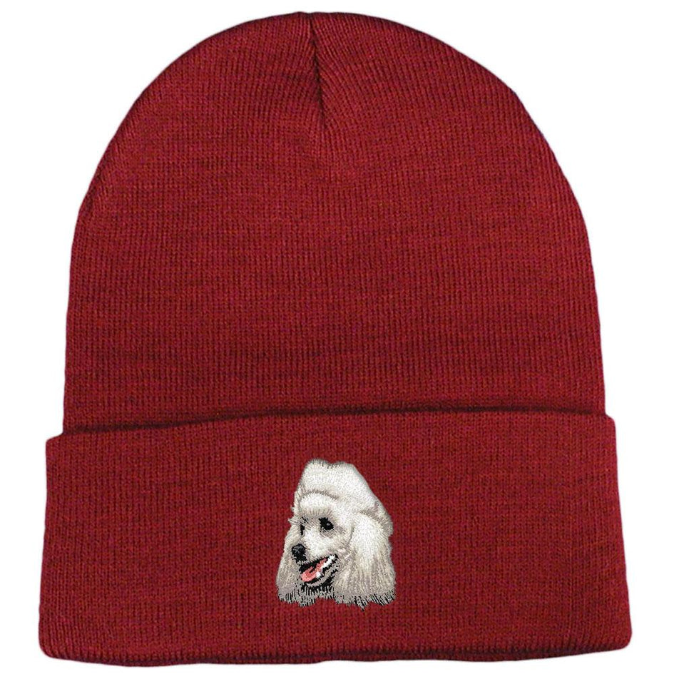 Embroidered Beanies Maroon  Poodle D18