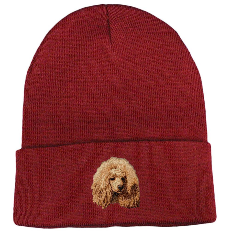 Embroidered Beanies Maroon  Poodle DM449