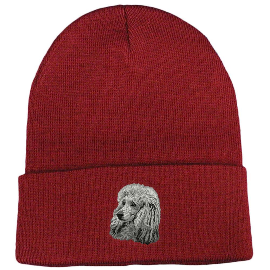 Embroidered Beanies Maroon  Poodle DM450