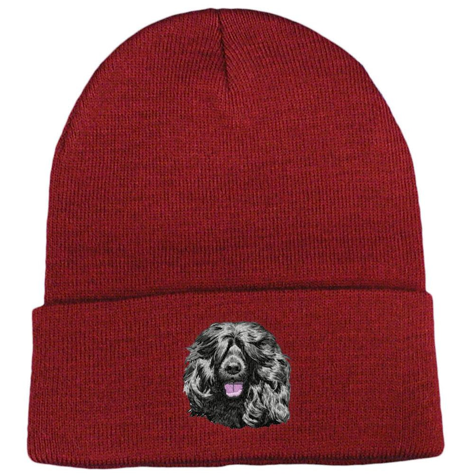 Embroidered Beanies Maroon  Portuguese Water Dog DM452