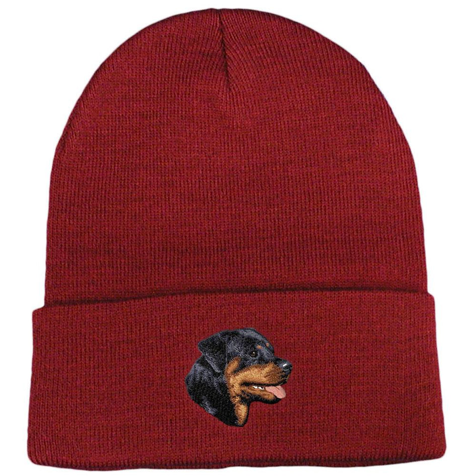 Embroidered Beanies Maroon  Rottweiler D7