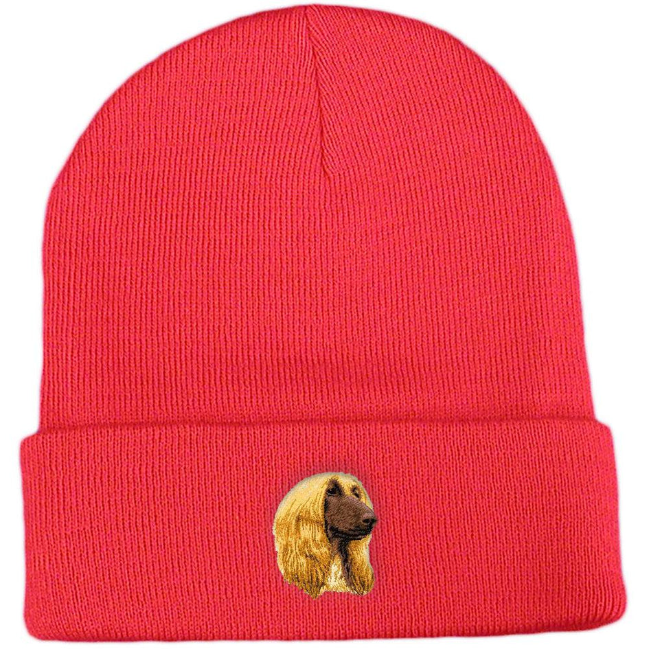 Embroidered Beanies Red  Afghan Hound D42