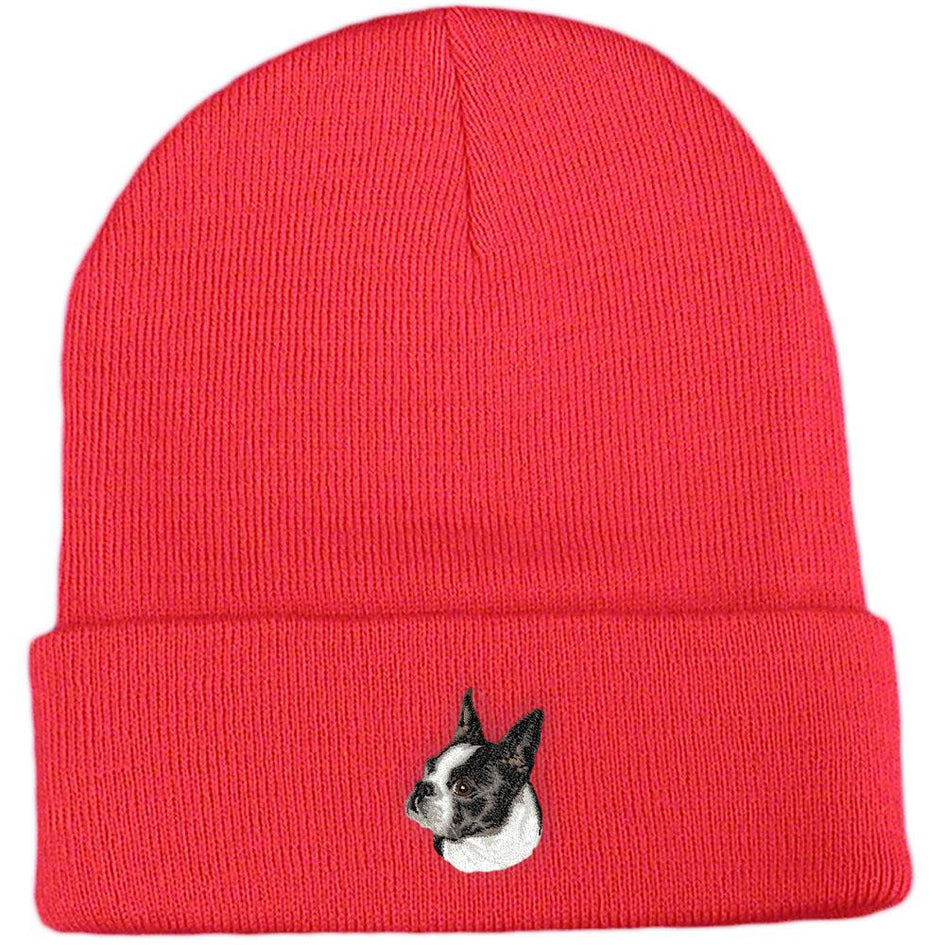 Embroidered Beanies Red  Boston Terrier D50