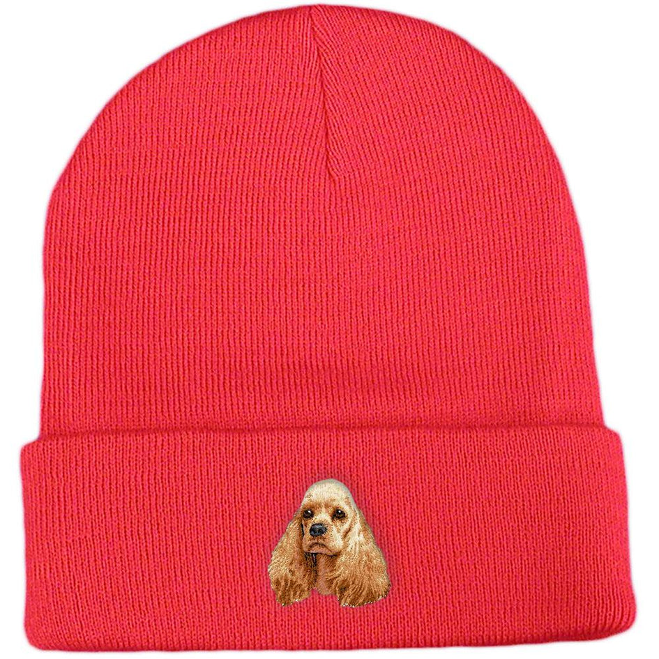 Embroidered Beanies Red  Cocker Spaniel D20