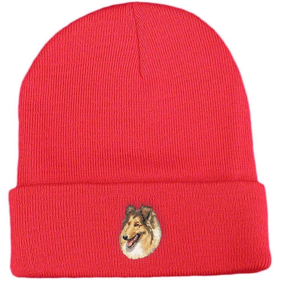 Embroidered Beanies Red  Collie DV417