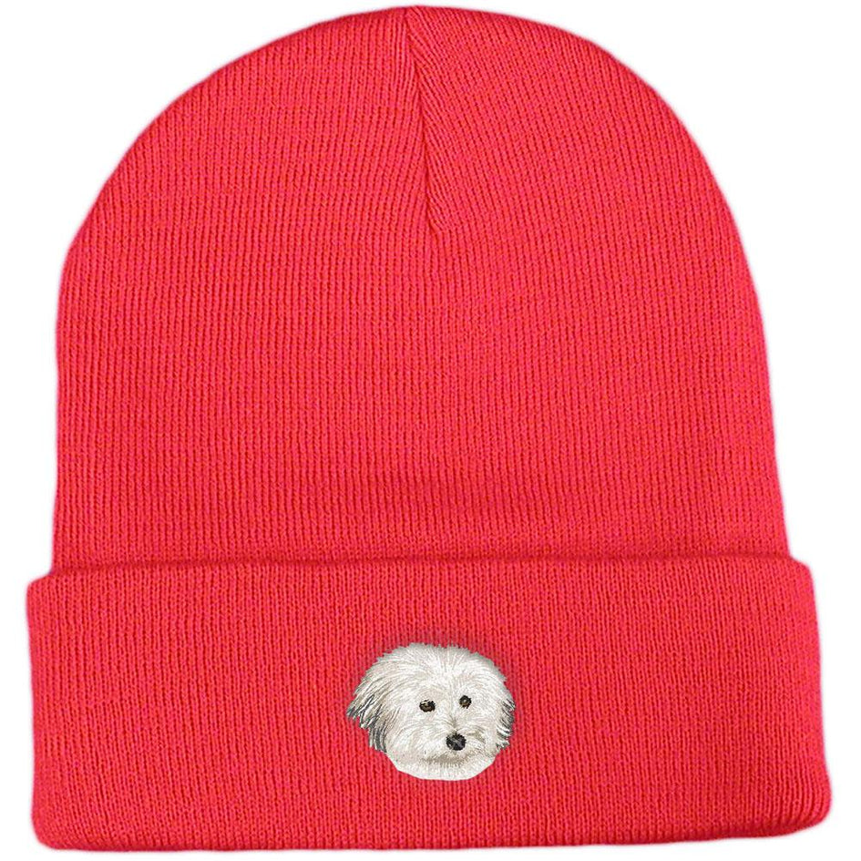 Embroidered Beanies Red  Coton de Tulear DV217