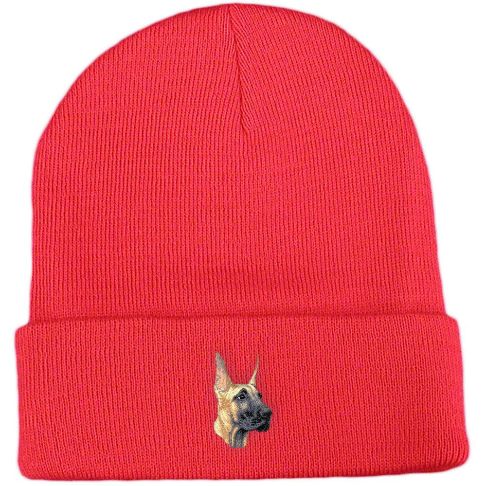 Embroidered Beanies Red  Great Dane D71