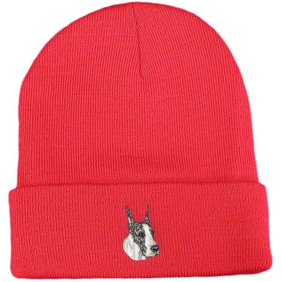 Embroidered Beanies Red  Great Dane DV459