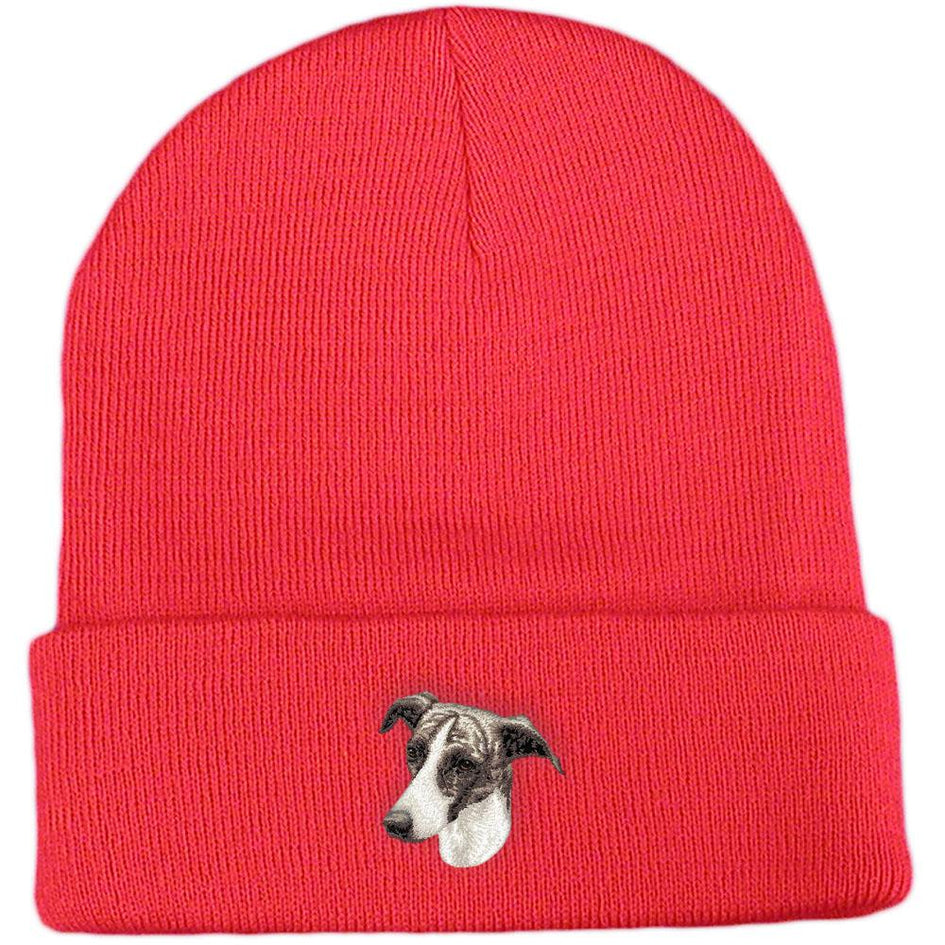 Embroidered Beanies Red  Greyhound D69