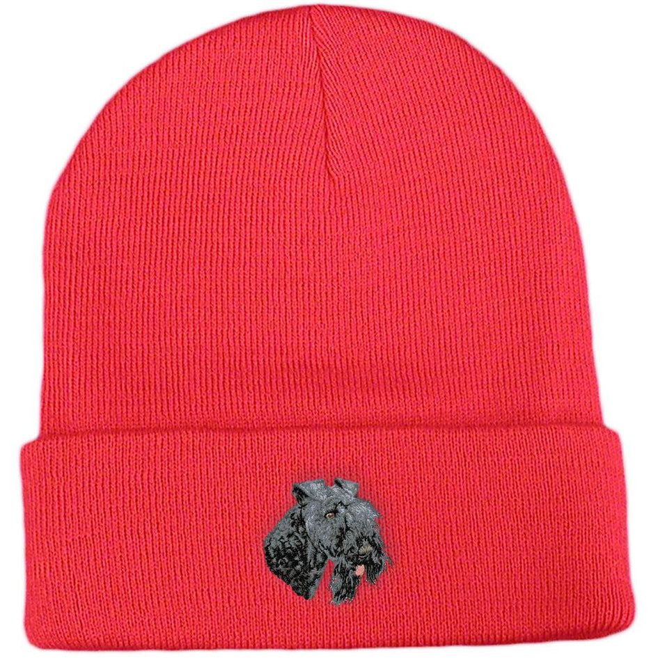 Embroidered Beanies Red  Kerry Blue Terrier D74