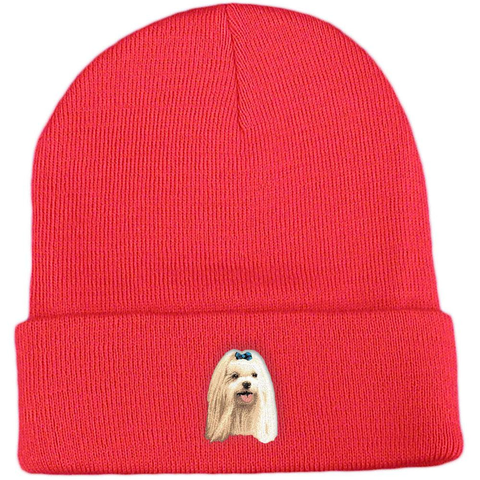 Embroidered Beanies Red  Maltese D64