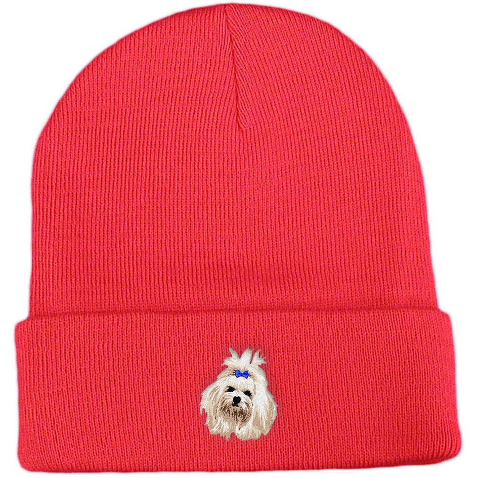 Embroidered Beanies Red  Maltese DM273