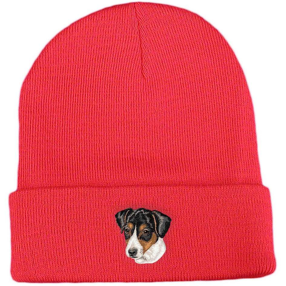 Embroidered Beanies Red  Parson Russell Terrier DV351