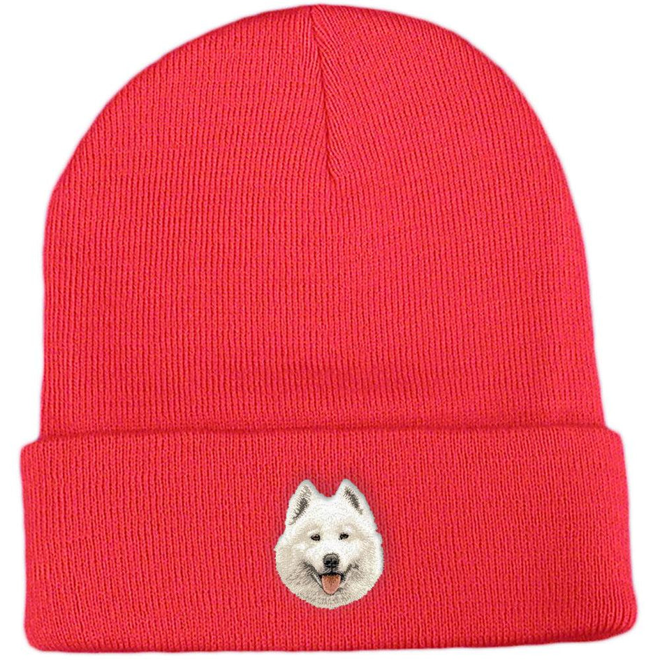 Embroidered Beanies Red  Samoyed D62