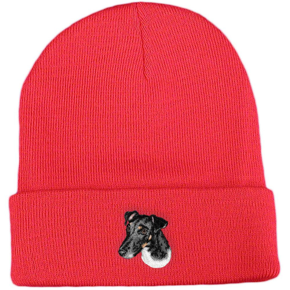 Embroidered Beanies Red  Smooth Fox Terrier D134