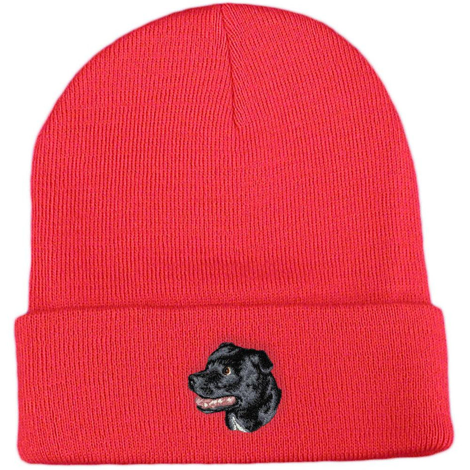 Embroidered Beanies Red  Staffordshire Bull Terrier D113