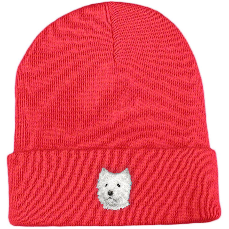 Embroidered Beanies Red  West Highland White Terrier D126