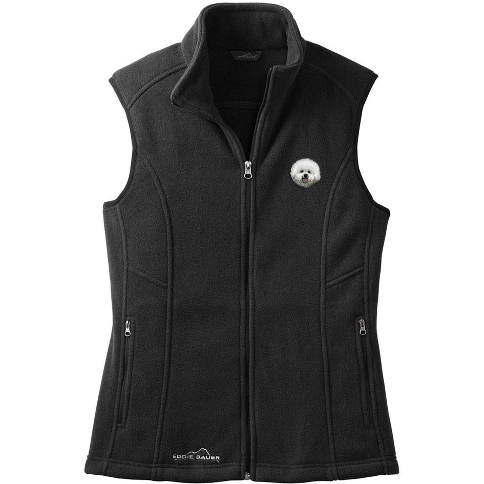 Embroidered Ladies Fleece Vests Black 3X Large Bichon Frise DM406
