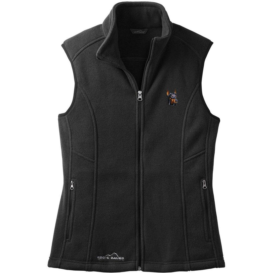 Embroidered Ladies Fleece Vests Black 3X Large Doberman Pinscher DM346