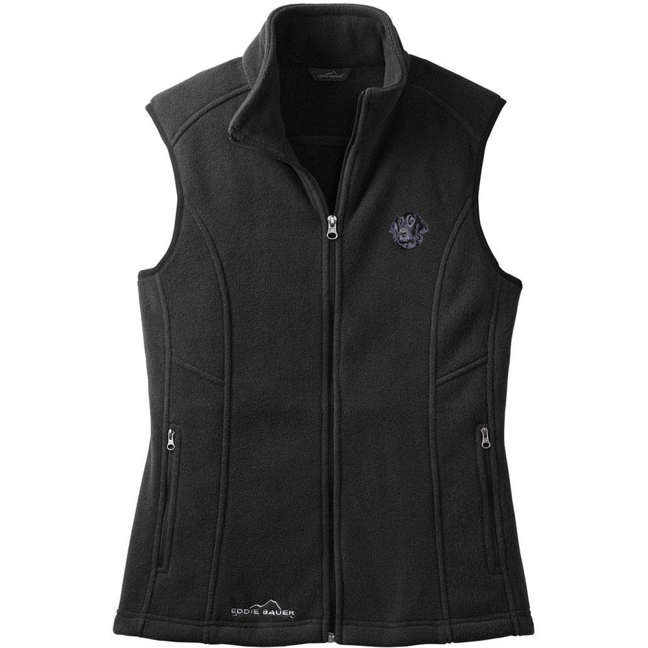 Embroidered Ladies Fleece Vests Black 3X Large Flat Coated Retriever D53