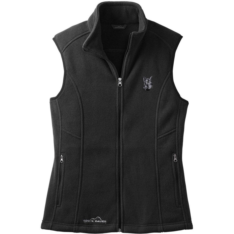 Embroidered Ladies Fleece Vests Black 3X Large Great Dane D10