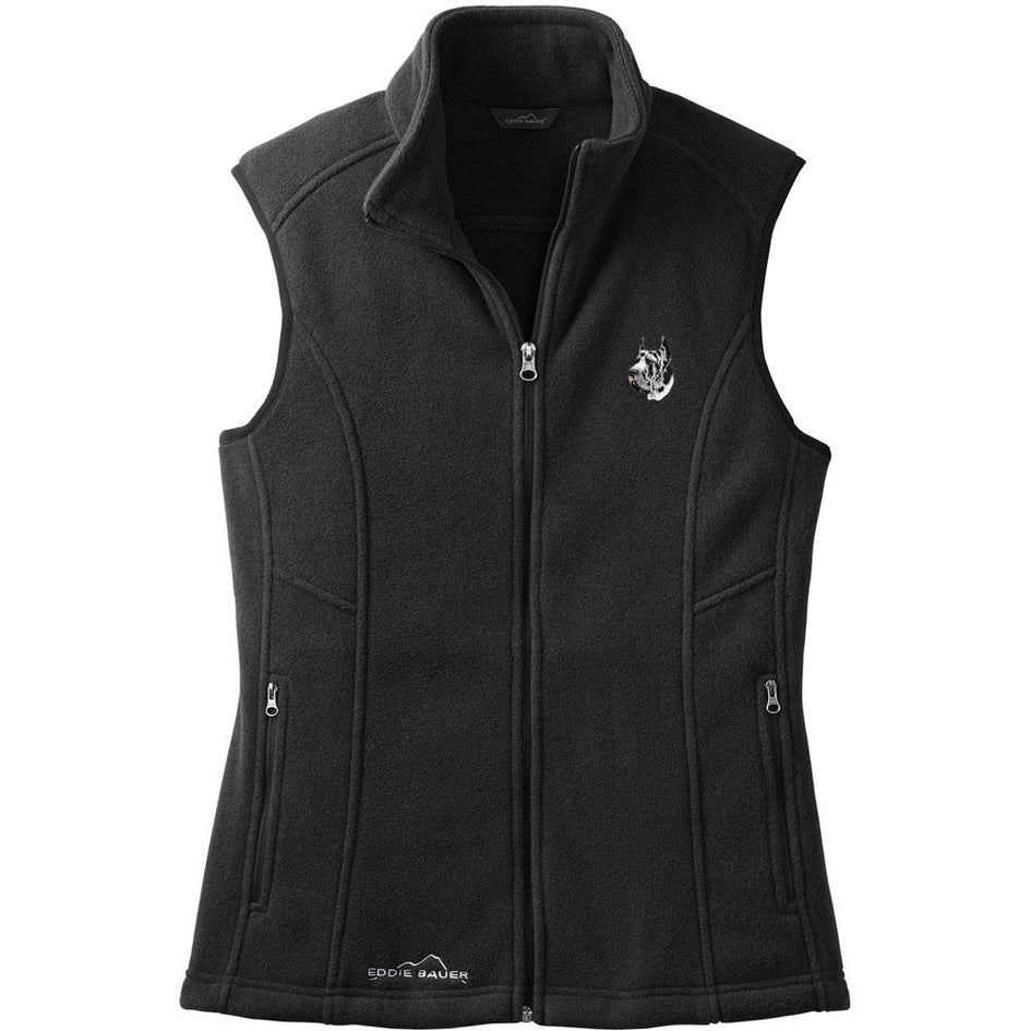 Embroidered Ladies Fleece Vests Black 3X Large Great Dane D66