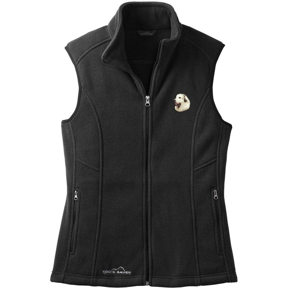Embroidered Ladies Fleece Vests Black 3X Large Great Pyrenees D27