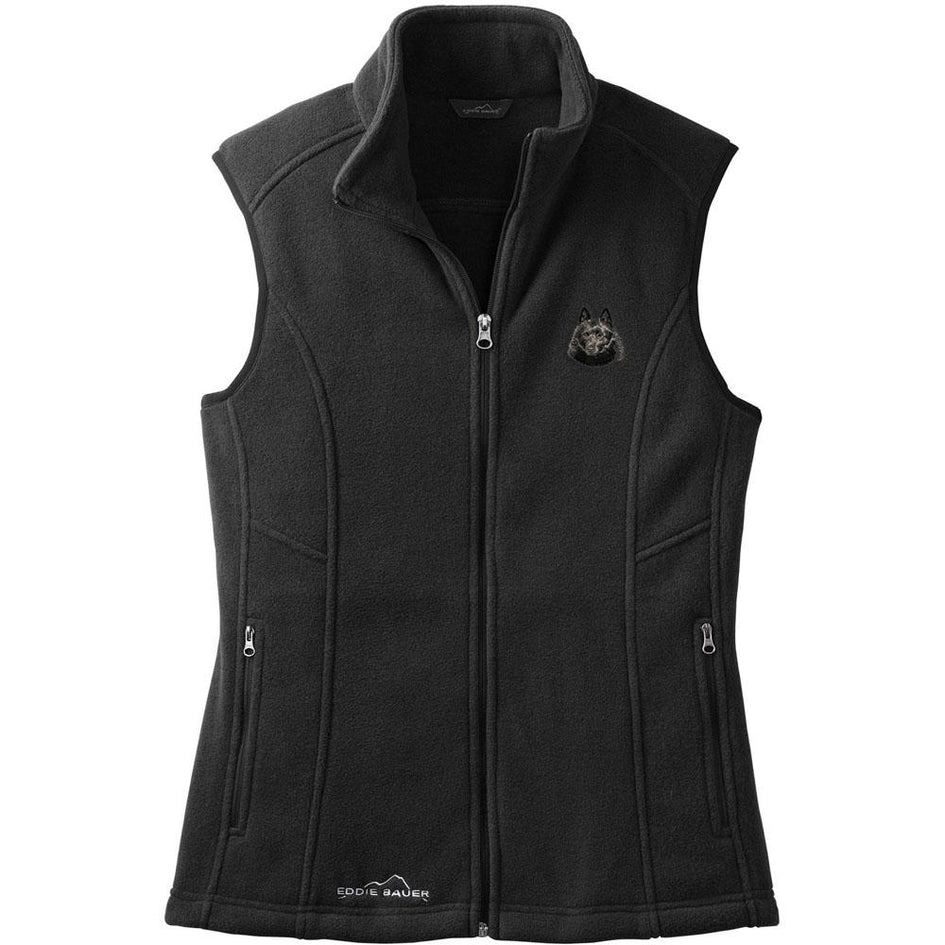 Embroidered Ladies Fleece Vests Black 3X Large Schipperke DN434
