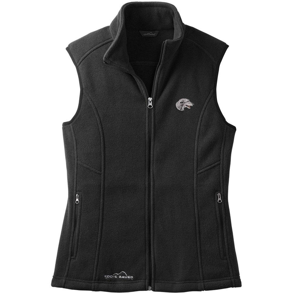 Embroidered Ladies Fleece Vests Black 3X Large Scottish Deerhound D52