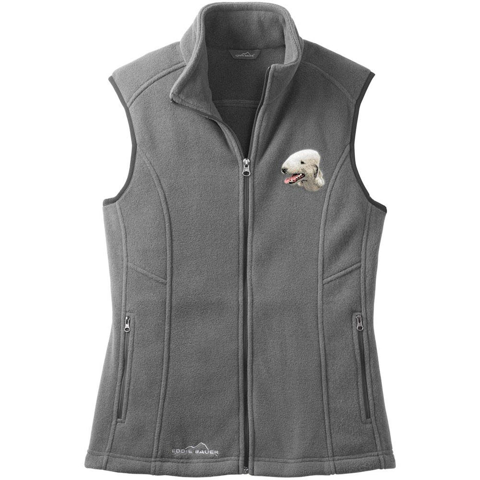 Embroidered Ladies Fleece Vests Gray 3X Large Bedlington Terrier D35