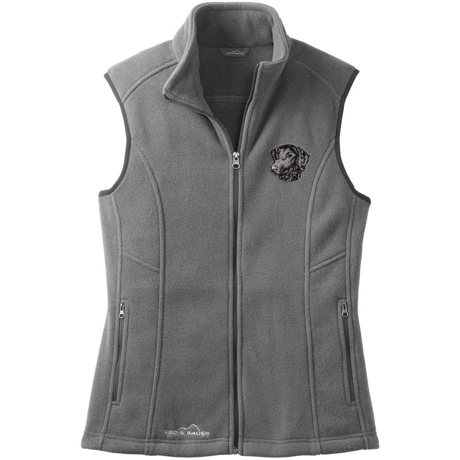 Embroidered Ladies Fleece Vests Gray 3X Large Curly Coated Retriever D137