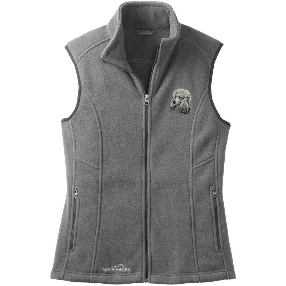 Embroidered Ladies Fleece Vests Gray 3X Large Poodle DM450