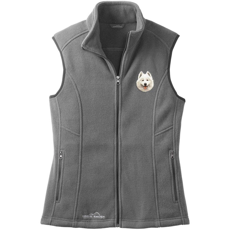 Embroidered Ladies Fleece Vests Gray 3X Large Samoyed D62