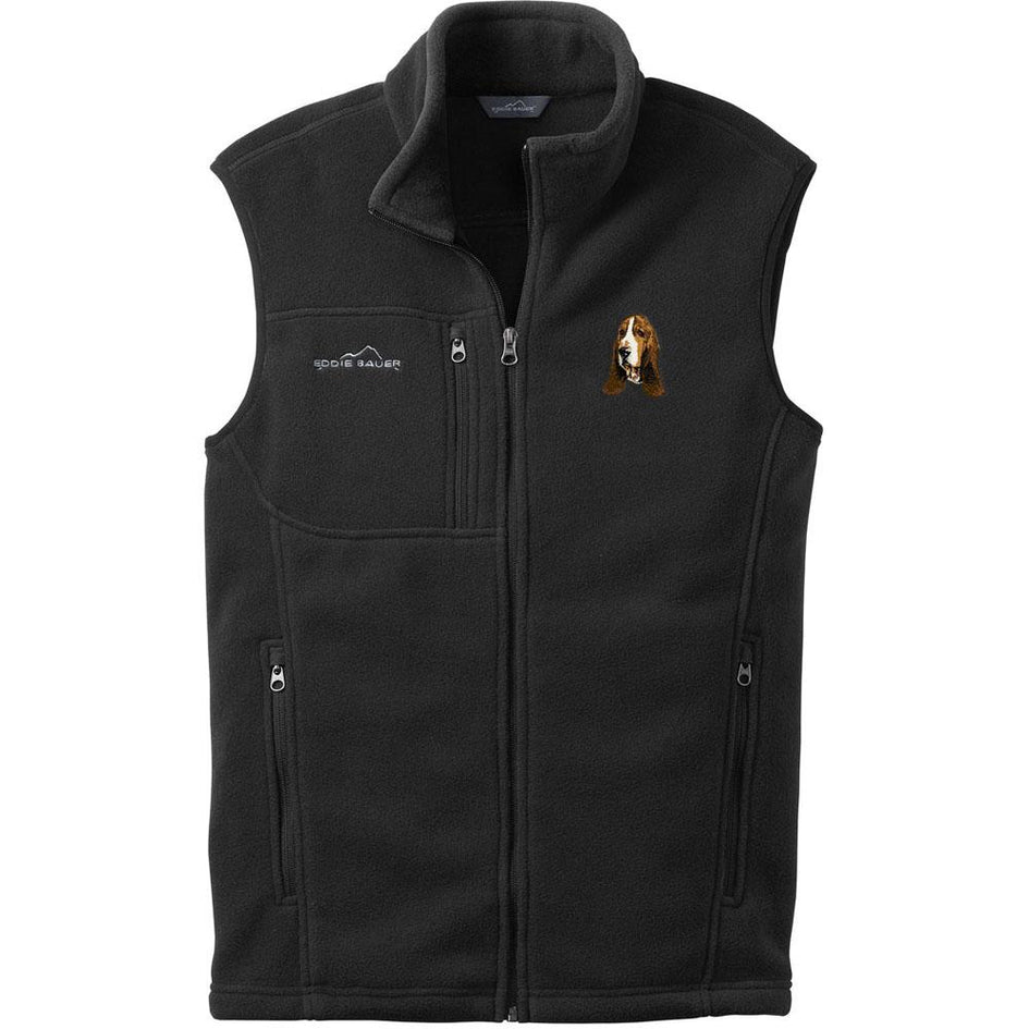 Embroidered Mens Fleece Vests Black 3X Large Basset Hound DJ229