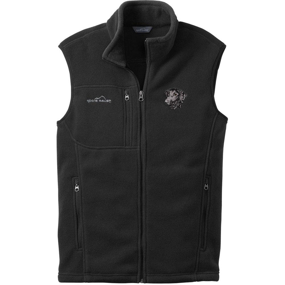 Embroidered Mens Fleece Vests Black 3X Large Curly Coated Retriever D137