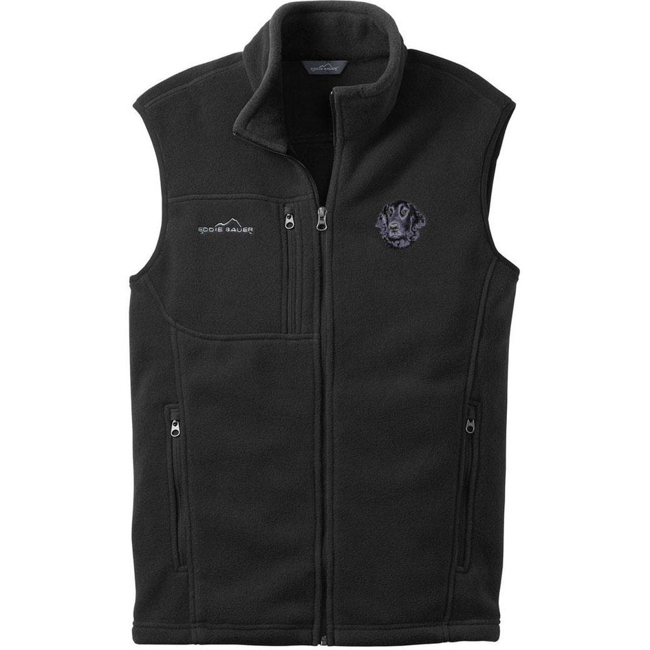 Embroidered Mens Fleece Vests Black 3X Large Flat Coated Retriever D53