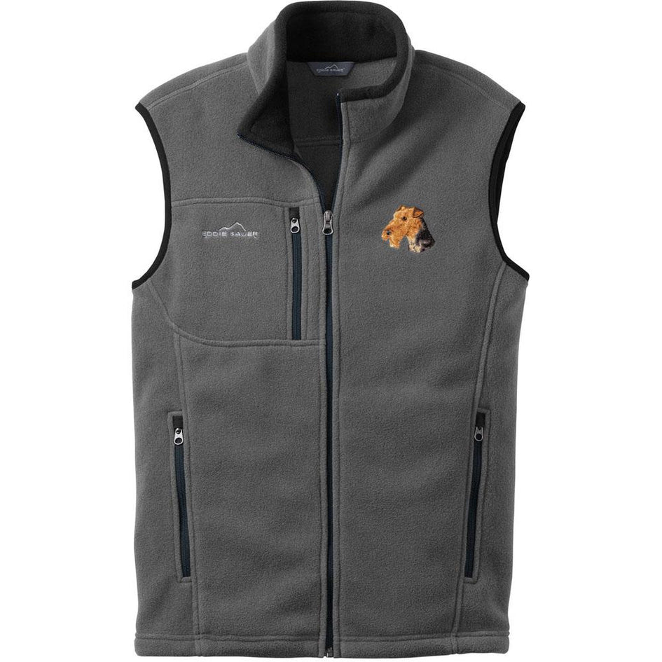 Embroidered Mens Fleece Vests Gray 3X Large Airedale Terrier D67