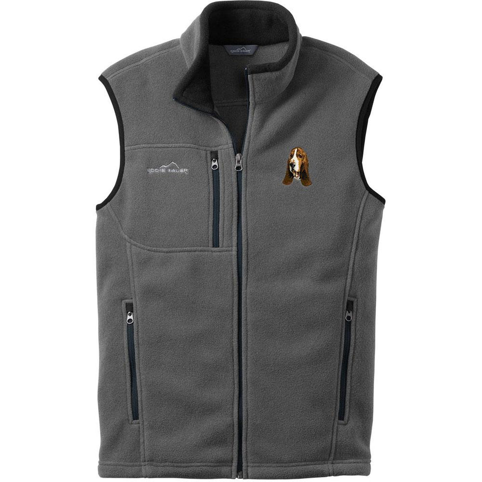 Embroidered Mens Fleece Vests Gray 3X Large Basset Hound DJ229