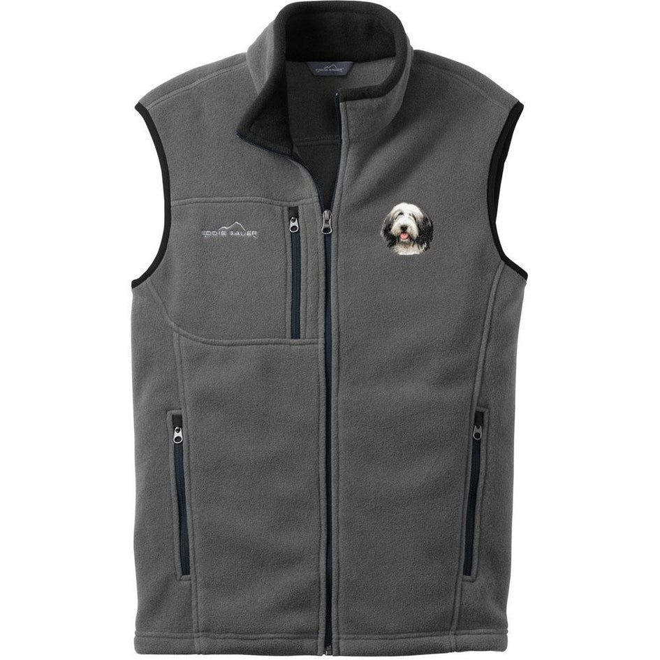 Embroidered Mens Fleece Vests Gray 3X Large Bearded Collie D37